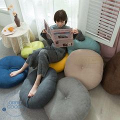 座布団 S フロアクッション 厚手 丸型 ラウンドタイプ 畳 綿麻 チェアパッド クッション ごろ寝クッション 座椅子 チェアクッション オフィスチェアー用 和室 抱き枕 イス 分厚い 在宅 疲れない 座禅