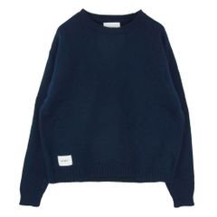 WTAPS ダブルタップス 23SS 232MADT-KNM05 CN 02 Sweater Poly Sign Navy  セーター ポリ サイン ロゴ刺繍 クルーネック ニット ネイビー 04 ネイビー系 x04【中古】