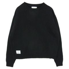 WTAPS ダブルタップス 23SS 232MADT-KNM05 CN 02 Sweater Poly Sign Navy  セーター ポリ サイン ロゴ刺繍 クルーネック ニット ブラック 04 ブラック系 X04【中古】