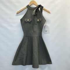 [浜館77-8] Darich ダーリッチ ネックリボンプリーツニットミニワンピース サイズ：Free-L タグ付き [中古品]