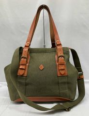 CLEDRAN クレドラン　2wayバッグ　ショルダーバッグ　ハンドバッグ　トートバッグ　カーキ×ブラウン系