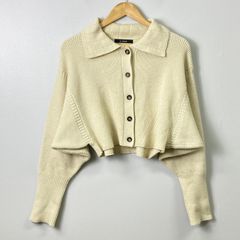ダブルクローゼット Wcloset 7G 片畦 ドルマン 襟付き カーディガン クリーム色 【F】ベージュ系