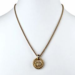 Christian Dior クリスチャンディオール ヴィンテージ CDロゴ ツイストサークル ネックレス ゴールド