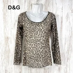 00s D&G DOLCE&GABBANA ドルチェアンドガッバーナ レオパード シアーカットソー ブラウン Y2K GAL 平成ギャル