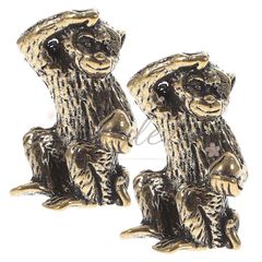 2個デスクトップの装飾中国の干支ギフトチンパンジー彫刻真鍮動物置物中国の干支像