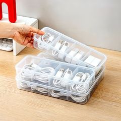 【大容量＆仕切り付き】多機能データケーブルオーガナイザー 蓋付き透明バッテリー収納ボックス キーキャップ収納ケース 家庭用整理に最適 クリアビジュアル収納