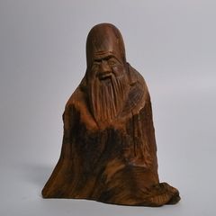 福禄寿 一刀彫　彫刻　木彫り　彫刻　高さ約8.7cm