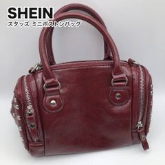 タ SHEIN シーイン スタッズ ミニボストンバッグ ボルドー