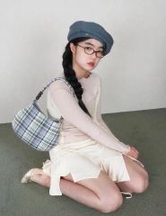 LYNN ボウルバッグ ソフト チェック グリーン バッグ