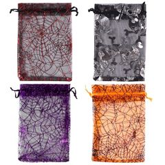 【新品】 Healeved 50個 ハロウィン 袋 ハロウィン オーガンジー バッグ、 スモール 巾着 バッグ パーティー デコレーション  袋 オーガンジーポーチ