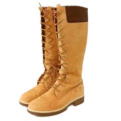 ティンバーランド Timberland 14インチ プレミアム ウォータープルーフ ロングブーツ ヌバックレザー レースアップ ロゴ 7.5 24.5cm 茶色 ブラウン 23345 /XZ ■GY11