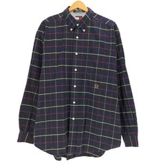 トミーヒルフィガー TOMMY HILFIGER 90-00S エンブレム刺繍 チェック L/S ボタンダウン シャツ メンズ import：L 