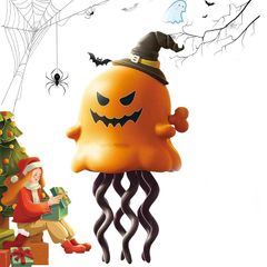 【新品】 ダンシング イカ ゼンマイおもちゃ ハロウィン 飾り クリスマスグッズおもちゃ知育小さくて可愛い 犬/猫/子供向け クリスマス プレゼント ハロウィン 置物（カボチャ）
