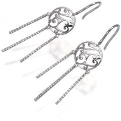  ダイヤ ダイヤモンド 0.16ct/0.16ct フリンジ 揺れる フック ピアス K18WG ソーティング #201263