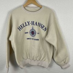 HELLY HANSEN ヘリーハンセン フリースプルオーバー トレーナー ロゴ刺繍 アイボリー メンズ 古着 アウトドア