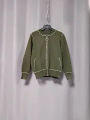 スティッチ POINT ニット ジップアップ ジャケット