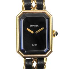 【CHANEL】シャネル プルミエールM H0001 金メッキ×レザー クオーツ アナログ表示 レディース 黒文字盤 腕時計