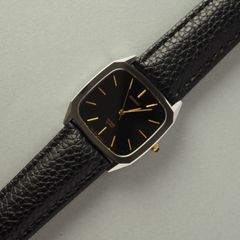 Vintage CITIZEN EXCEED シチズン エクシード メンズ ユニセックス腕時計 スクエア ブラック文字盤 ゴールドインデックス クォーツ 電池交換済み