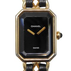 【CHANEL】シャネル プルミエールL H0001 金メッキ×レザー クオーツ アナログ表示 レディース 黒文字盤 腕時計