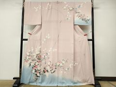 平和屋着物●本加賀友禅作家　成竹登茂男　訪問着　枝花文　暈し染め　正絹　逸品　CABL8714ut