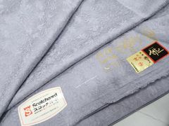 平和屋着物●上質な色無地　南天地紋　藤紫色　反端付き　正絹　逸品　未使用　DABK0114ud