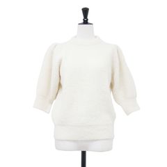 【新品】Mila Owen ミラ オーウェン ニット アイボリー 0(S) 23秋冬 シャギー パフスリーブ プルオーバー 09WNT234009 5分袖 クルーネック モヘア調 トップス セーター【レディース】