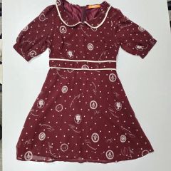 日本ヴィンテージ)ロリータ風 レトロ ドット アンティーク パータン ロマンティック パフ ONE PIECE
