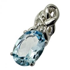 アクアマリン 1.10ct ダイヤモンド 計0.03ct ペンダントトップ K18WGホワイトゴールド 18金  1.2g レディース 【中古】【真子質店】【NN】