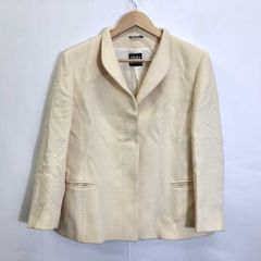 CINZIA ROCCA チンツィア ロッカ イタリア製 総裏 比翼ボタン 長袖 テーラードジャケット ベージュ 48 レディース ウール100%