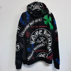 CHROME HEARTS クロムハーツ ステンシル パーカー プルオーバー 長袖スウェット 黒 ブラック メンズ レディース Mサイズ 極美品 3240