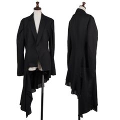 ヨウジヤマモトYohji Yamamoto collections ウールシルクツイルアシンメトリーフリルジャケット 黒2