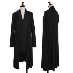 ヨウジヤマモトYohji Yamamoto collections 天竺ドッキングウールギャバロングジャケット 黒1