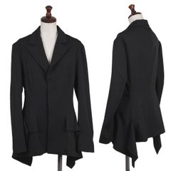 ヨウジヤマモト ノアールYohji Yamamoto NOIR フラップデザインウールギャバジャケット 黒2