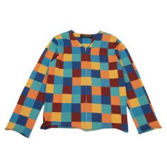コムデギャルソン オムプリュスCOMME des GARCONS HOMME PLUS カラフルチェックジャガードサイケニットカーディガン マルチM位