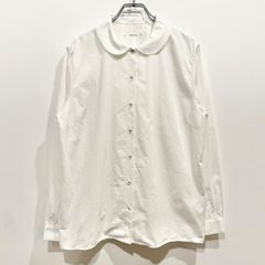 PAR ICI パーリッシィ 丸襟 長袖シャツ ホワイト くるみボタン ギャザー アンビデックス AMBIDEX フリーサイズ【送料込み】