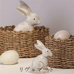 置物 オブジェ ガーデンオーナメント 2匹の白いウサギ うさぎ ラビット 木製 室内 インテリア 玄関 リビング ダイニング 装飾 庭 ガーデニング 装飾 ガーデン 可愛い ギフト プレゼント 贈り物