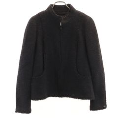 CHANEL シャネル フランス製 アンゴラブレンド ツイードジャケット 40 チャコールグレー レディース 古着