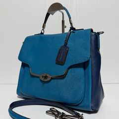 COACH コーチ 25167 マディソン サフィアーノ セイディ 2way ハンドバッグ ショルダーバッグ ブルー ネイビー バイカラー ターンロック B698