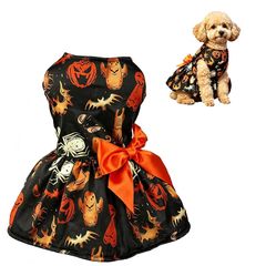 【新品】 Stabbon 犬服 ワンピース ハロウィン パンプキン 猫服 春夏 犬服 デニム ワンピース お姫様 スカート 可愛い 女の子 中小型犬 ペット用プリンセススカートドッグウェア ペット服 犬洋服 猫服 ワンちゃん (ブラック,S)