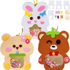 【新品】 フエルトを貼り合わせて作るシャカシャカキーホルダー 手作り３点キット DIY工作セット 子供向け フェルトクラフト 動物デザイン 3種セット かわいいクラフト 手芸キット 小学生 夏休み工作 親子DIY CLAFTLAB SAIL