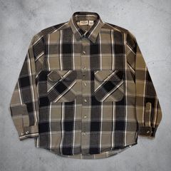 90s Five Brother Flannel L/S Shirt M Black Gray ファイブブラザー ネルシャツ 長袖シャツ ヘビーウェイト 黒 グレー 古着