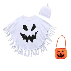 【新品】 [Moerstar] ハロウィン コスプレ 幽霊 おばけ 子供 キッズ マント 男女兼用 小悪魔 コスプレ 肝試し 帽子とカバン付き 変装用 演出服 仮装 可愛い 文化祭 コスチューム (推薦身長：100cm)