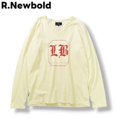 【ロゴプリント】 アールニューボールド R.Newbold Vネック 長袖 Tシャツ カットソー L ホワイト メンズ
