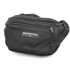 BALENCIAGA（バレンシアガ）エクスプローラー ベルトパック ボディバッグ ウエストバッグ ブラック ナイロン ロゴ シルバー金具 482389【中古】