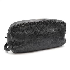 BOTTEGA VENETA（ボッテガ・ヴェネタ）イントレチャート セカンドバッグ クラッチバッグ ポーチ ブラック レザー メンズ 174361【中古】
