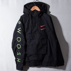 ナイキ NIKE アノラックパーカー L ブラック ダブルスウッシュ ロゴ刺繍 ストリート オーバーサイズ 古着 e3006