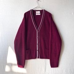 70s USA vintage ニット カーディガン / XL アクリル レッド ビンテージ K6-10024-9277