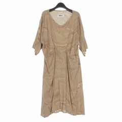 エムエムシックス メゾンマルジェラ MM6 Maison Margiela ドット柄 転写プリント ドルマンスリーブワンピース ドレス 長袖  L ベージュ 32CT215