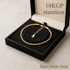 ロープチェーン 18KGP ブレスレット ゴールド ステンレス 18cm 5cm