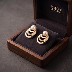パール＆ビジューピアス S925アレルギー対応 ゴールド 2Way 結婚式